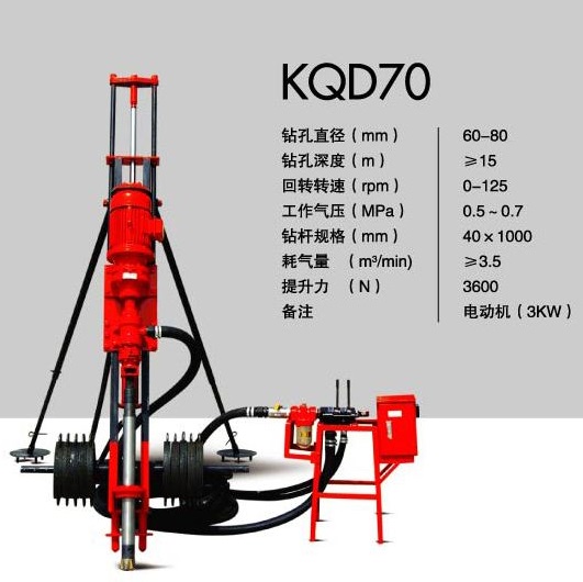 開山(shān)牌KQD70型支架式潛(qián)孔鑽機